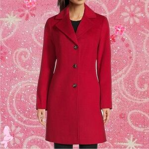 DKNY Women's Vibrant Red Trench Coat